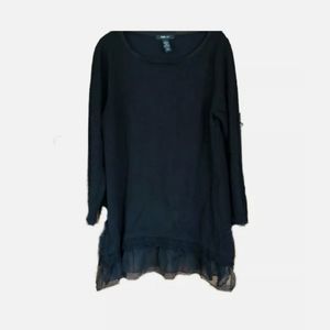 Style & Co Lace-Trim long sleeve black sweater